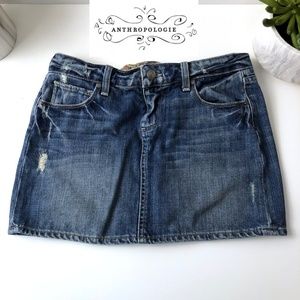 Anthro Paige Jean Skirt size 25 miniskirt distress 90s style